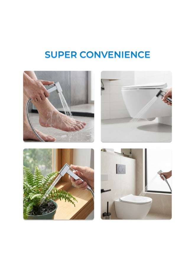 Bold Stella Brass Bidet Shattaf Handheld Sprayer for Toilet Bathroom Hygiene Adjustable Water Flow with Hot and Cold Control Leak Free Brass Core Chrome Finish Easy DIY Installation Water Saving Bidet for UAE Homes - Image 3